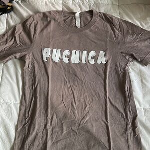 Brown Graphic T-Shirt with White Lettering
